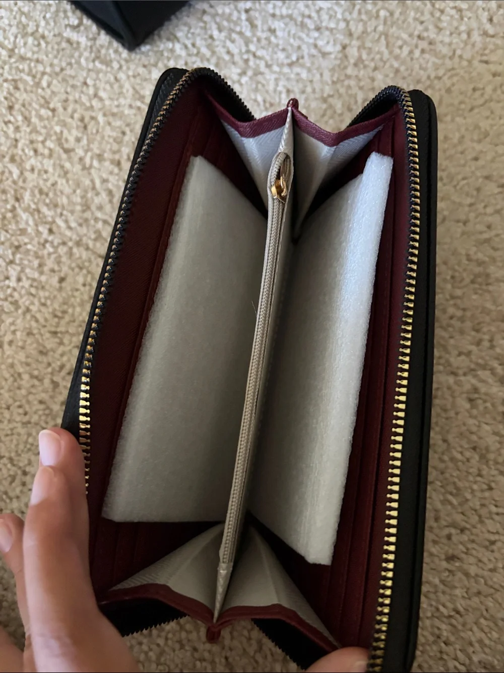 Black satchel bag with wallet